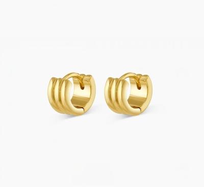 China Mujeres de la moda de acero inoxidable Huggie aretes polacos 18K dorados aros en venta