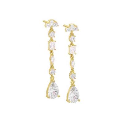 Cina Ispirazione religiosa S925 Sterling Silver Gemstone Drop Earrings in 18K Gold Plating in vendita