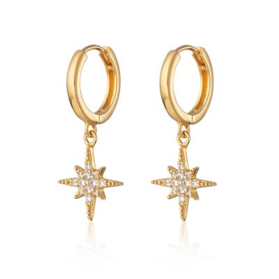 China Luxury Starburst Gold Plated Hoop Earrings 925 Gold Plated Small Hoop Earrings for sale