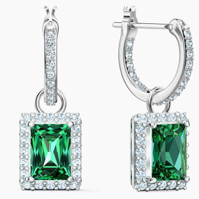 China Green CZ Diamond 925 Sterling Silver Classic Luxury Hoop Earrings for Women's Fashion for sale