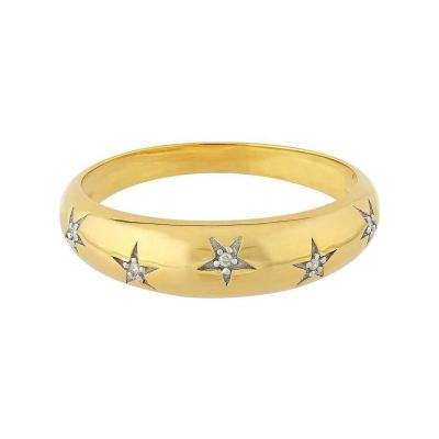 China Dainty Domed Rings 14k 18k Gold Chunky Star Set Diamond Band Ring for Stylish Outfits for sale