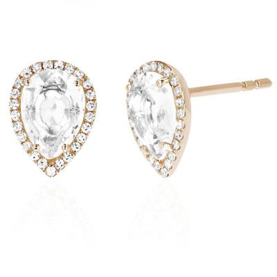 Κίνα 925 Sterling Silver 14K Gold Cubic Zircon Teardrop Shape Stud Earrings For Women Daily Jewelry προς πώληση