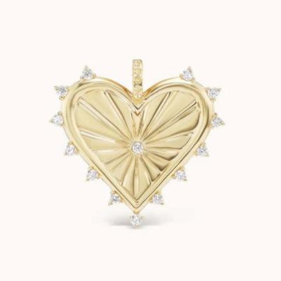 China 18K Gold White CZ Spiked Love Heart Charm Necklace 925 Sterling Silver Pendants for sale