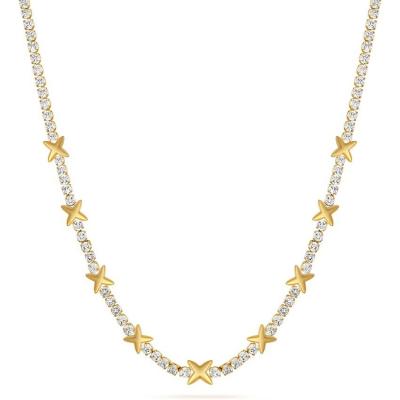 China OEM Brass Tennis Star Pendant Necklace With Brilliant Cubic Zircon Stones for sale