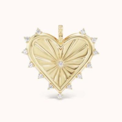 China 18K Gold Weiß CZ Spiked Love Heart Charm Halskette 925 Sterling Silber Anhänger zu verkaufen