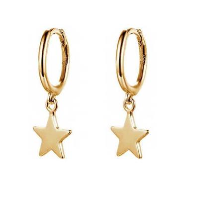 China Los oídos en forma de anillos de aro de latón 14K de oro en forma de estrella para mujeres Joyería diaria simple en venta