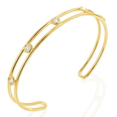 China Platin Diamant Kubik Zirkonia Manschetten Armband Breite 6mm CZ Manschetten Armband zu verkaufen