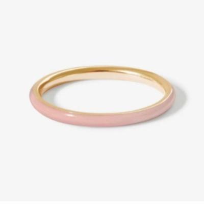 China Pink Enamel 18K Gold Plated Rings Solid 925 Sterling Silver Stacking Rings for sale