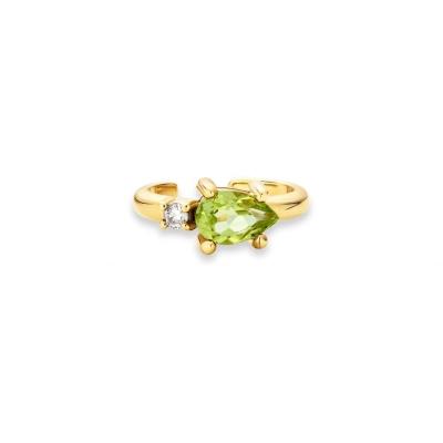 China 18K Gold Plattiert 925 Sterling Silber Trend Design Birnen Schnitt Peridot CZ Manschetten Ohrringe zu verkaufen