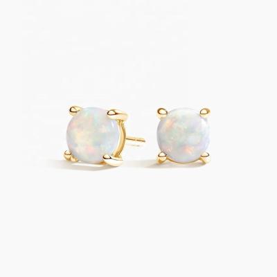 China 18K Gold 6MM Solitaire Opal Stud Ohrringe für Frauen und Mädchen Feinschmuck zu verkaufen