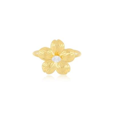 China Forever Flower 18K Dorado Oval CZ Anillo de Mujeres en 925 joyas de plata esterlina en venta