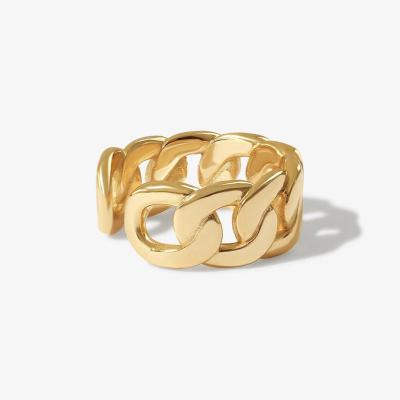 China S925 Prata Joalharia fina 14K Amarelo Ouro Chain Chunky Open Ring à venda