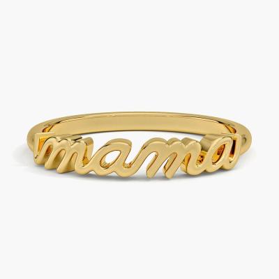 Chine Classic 925 Sterling Silver 14K Gold Anneaux pour femmes MAMA hautement polie dans un design minimaliste à vendre