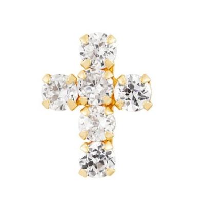 Cina 925 Sterling Silver White Cubic Zirconia Cross Button Stud Earrings con 18K Gold Plating in vendita