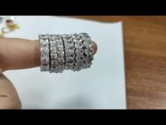 Unique Prong Colorful Cubic Zircon Accessories Women 925 Sterling Silver Eternity Band Ring