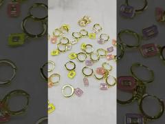 Baguette CZ & Enamel Hoop Earrings 925 Silver 18K Gold Plated, Handcrafted Jewelry for Women