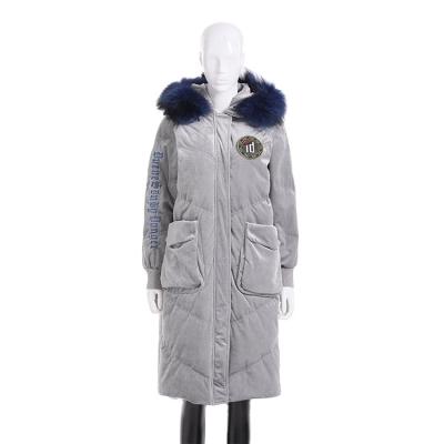 China Breathable Hooded Plus Size Women Long Sleeve Down Jacket With Fur Collar for sale