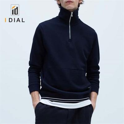 China Anti-wrinkle Men Casual Solid Color Half Zipper Sweatshirts for sale