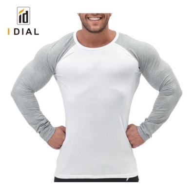 China OEM Anti-pilling 100% Cotton Fabric Long Sleeve Contrast Color Wholesale Custom Mens T-Shirts for sale