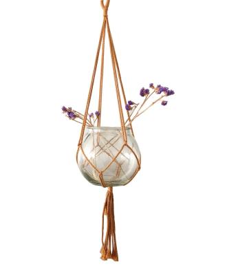 China Modern Colorful Plant Hanger Macrame Planter Basket Cotton Rope 4 Indoor Outdoor Hanging Legs for sale