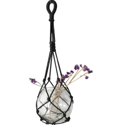 China Modern Colorful Macrame Plant Hanger Indoor Outdoor Hanging Planter with Metal Ring Cotton Rope for sale