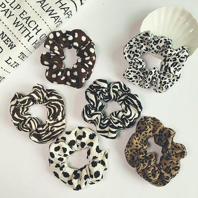 China OEM ODM custom 2021 fashionable Korean leopard print cotton satin hair scrunchies hair ties hair scrunchies for sale