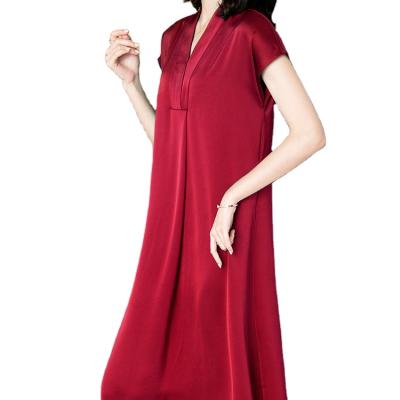 China Breathable Custom Made Floor Length Women Ladies Breathable Summer V-Neck OEM ODM Acetic Dress for sale