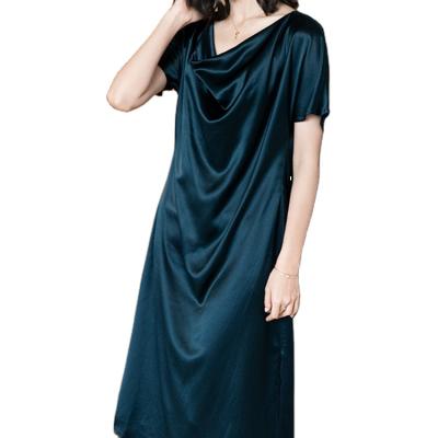 China Custom Made OEM ODM Green and Black Women Breathable Maxi Acetic Dress Elegant Dresses for sale