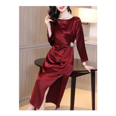 China Custom Dry Cleaning OEM ODM Red Plus Size Women Maxi Acetic Elegant Party Ladies Dress for sale