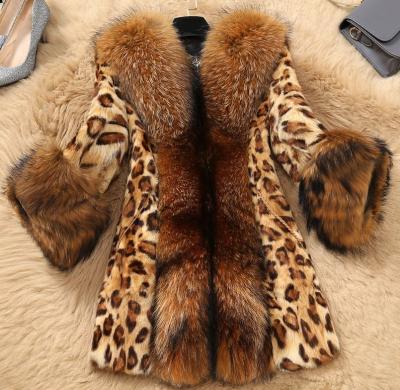 China OEM ODM Fashion Wool Trench Mink Fur Coat Women Leopard Print Breathable Custom Coats for sale