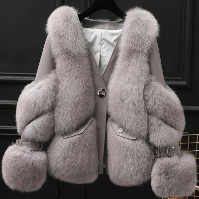 China OEM ODM Fox Fur Custom Motorcycle Lambskin Jacket Breathable Short Fur Coats For Fashionable Woman for sale