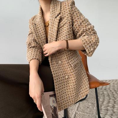 China OEM QUICK DRY Custom Fashion ODM Women's Blazers Suits Jacket Ladies Lapel Elegant Casual Tweed Coat With Lining for sale