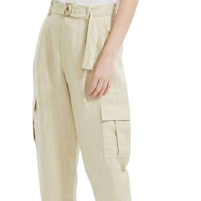 China Breathable OEM ODM Customized High Waist Overall Classic Casual Loose Lounge Women Canvas Pants for sale