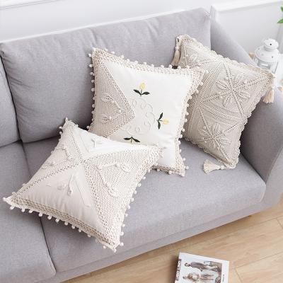 China Custom Vintage OEM ODM Cotton Anti Dust Mite Handmade Boho Cushion Covers Case Living Room Sofa Luxury Cushion Cover for sale