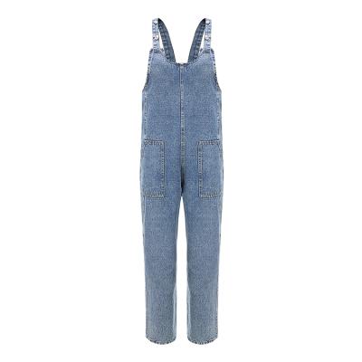 China Custom Hot Sale Blue Denim Overalls Women's Vintage ODM ODM Straps Breathable Suspender Jeans for sale