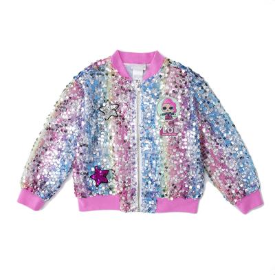 China New Arrival Breathable Customized Long Sleeve Spring Sequin Jackets Kids Girls Outwear for sale