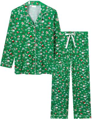 China Solid Christmas Print Custom Made QUICK DRY Plus Size Women Girl Women Girl Pajamas Two Piece Sets Homewear Loungewear Sleepwear for sale