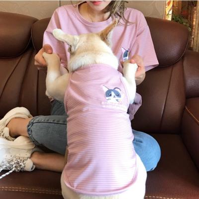 China 2021 Summer Cotton Long Sleeve T-shirt Sustainable Luxury Human Pet Clothing Pet Matching Pet Clothes Dog Clothes for sale