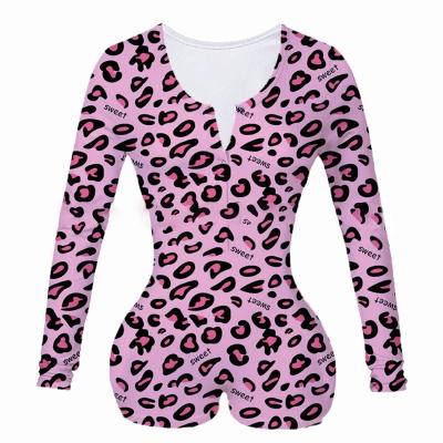 China OEM ODM QUICK DRY Custom 2021 One Piece Clothes Printed Home Jumpsuit Pajamas Sets Women Ladies Night Wear Onesie Pajamas Jumpsuit Pajamas for sale