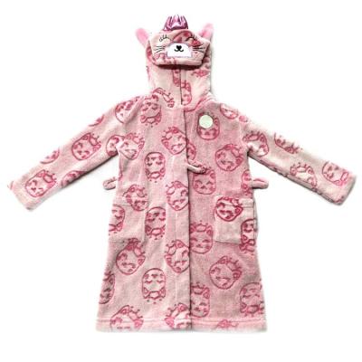 China 2021 New Children's Velvet Breathable Hooded Coral Pajamas for sale