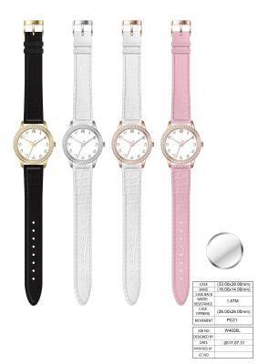 China Hot Selling Female Alloy Quartz Watch With 3ATM Waterproof Genuine Leather Strap for sale