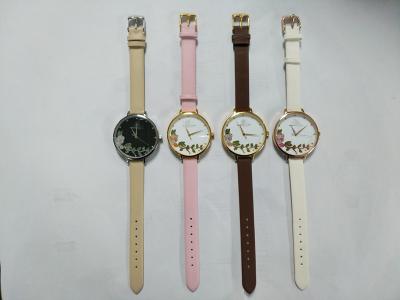 China Newly Stainless Steel Quartz Watch With Genuine Leather Strap Big Dial Face for sale