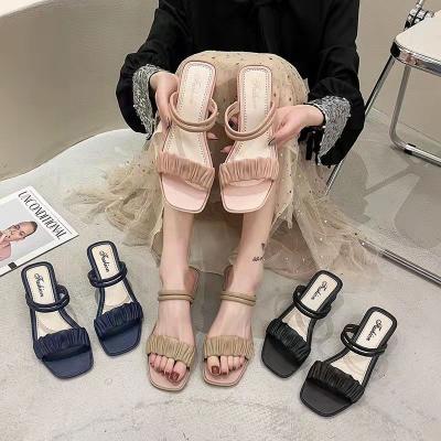 China 2022 Summer Designer Slippers Slides Women's Cushioning PVC Color Soild Slipper Fashion High Heel Shoes For Women for sale