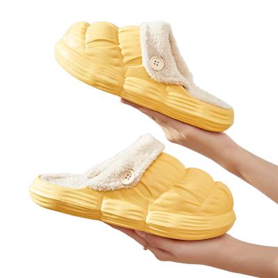 China Cushioning Non-slip Cotton Hot Sale Comfortable House Shoes Warm Suitable Winter Waterproof Plush Indoor And Outdoor Slippers For Women for sale