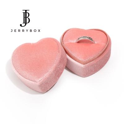 China Jewelry Heart Shape Jewelry Wedding Velvet Ring Box Necklace For Ring for sale