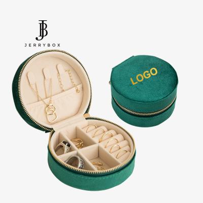 China Jewelry Travel Jewlry Storage Case Box Velvet Round Jewelry Box for sale