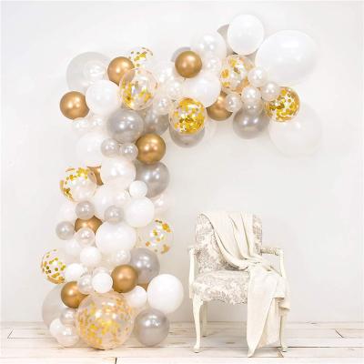 China Festival Decoration Balloon Arch 4 Sizes Balloon Garland Available DIY Kit Gold Chrome Balloon Garland Kit White Gold Confetti DIY for sale