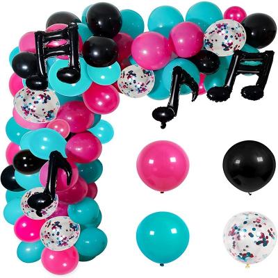 China Newest Latex Amazon Music Theme Party Decor Balloon Garland Arch Kit With Music Note Foil Balloon Disco Karaoke Birthday Party Supplies for sale