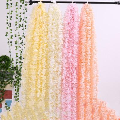 China Fabric Artificial Silk Flower Wisteria Hanging Garland Wedding Backdrop for sale