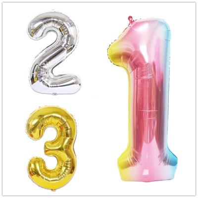 China 40 Inch Modern Multicolor Number Figure Balloons Foil Mylar Film Balloons New Year Engagement Birthday Party Balloons for sale